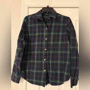 Chaps Green and Red Plaid Casual Shirt